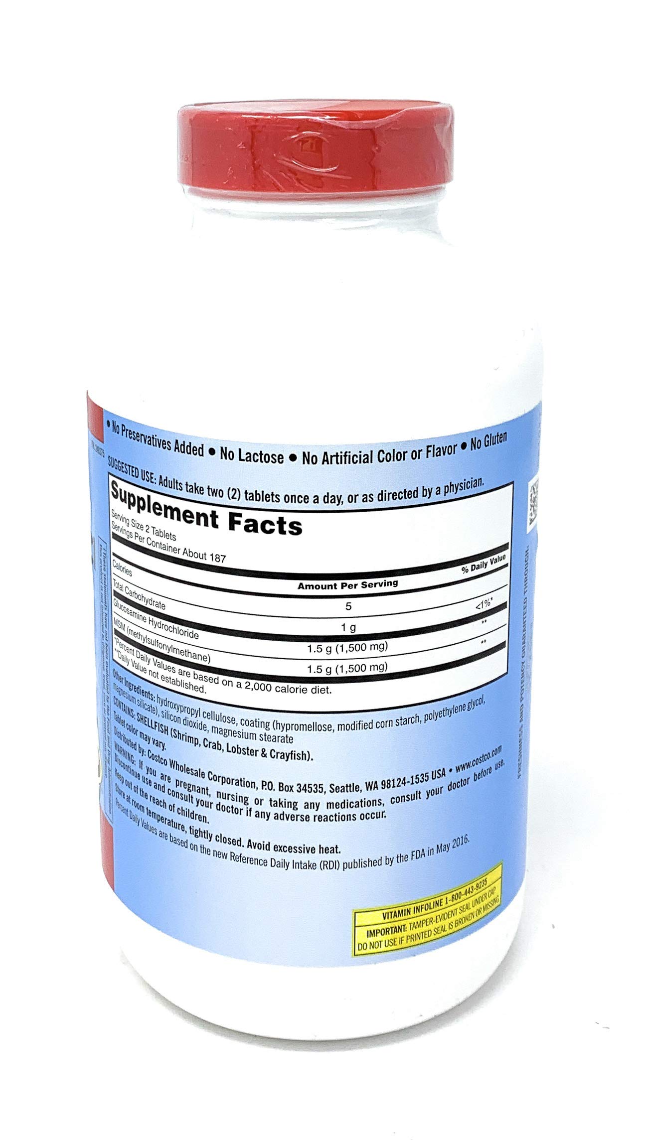 KIRKLAND Signature Glucosamine with MSM, 375 Tablets