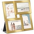 SONGMICS 4x6 Collage Picture Frames, Family Photo Collage Frame Set of 4 for Wall Decor, Glass Front, Wall Hanging or Tabletop, Pale Gold URPF025A01