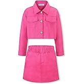 WELAKEN Denim Skirt Sets for Girls Kids & Teen (Jean Jacket + Mini Skirts) II Girl's Clothing Sets