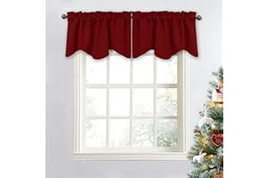 NICETOWN Window Valance - Burgundy Red Blackout Valance Elegant 52 inches by 18 inches Short Small Tier Curtain for Living Room/Apartment Christmas Decor, 1 Pack
