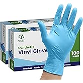 Comfy Package [200 Count] Synthetic Vinyl Blend Disposable Gloves Non-Sterile, Powder & Latex Free, Chemical Resistance Glove