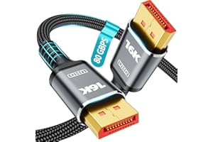 GREEN JISS 16K Displayport Cable 2.1, [VESA Certified] DP 2.1 Cable 6.6FT-2M, 16K@60Hz, 8K@120Hz, 4K@240Hz 165Hz 144Hz, Support 80Gbps HDR, HDCP DSC 1.2a, Compatible FreeSync G-Sync Gaming Monitor 4090 7900xtx