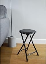 Harbour Housewares Black Padded Folding Stool with Steel Frame view 7