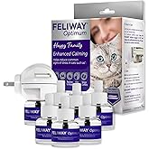 FELIWAY Optimum Cat Calming Diffuser Kit and 6 Pack Refill &ndash; Advanced Support to Help Reduce Urine Spraying, Scratching, Fighting and Hiding Due to Stress &ndash; All in One Cat Pheromone Plug in Diffuser