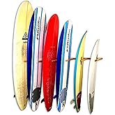 StoreYourBoard Vertical Timber Surfboard Wall Rack, Holds 6 Surfboards, Home and Garage Storage Mount System (Natural)