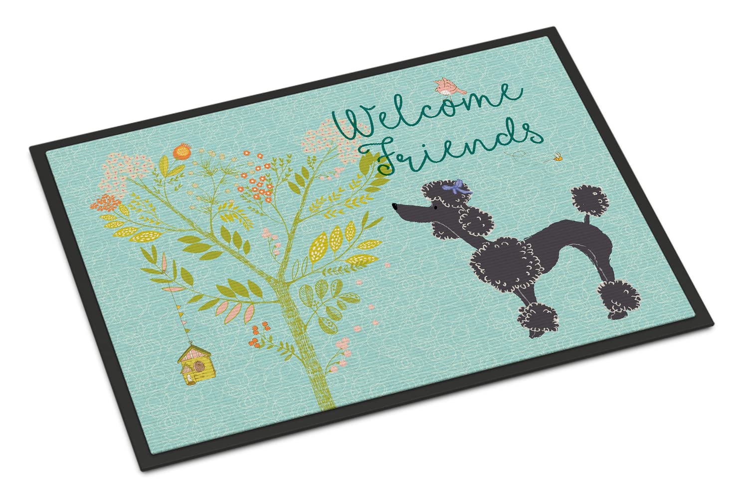 Caroline's Treasures Welcome Friends Black Poodle Doormat, Felt, Multi Color, 24 x 36
