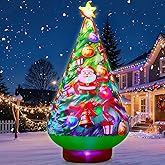 GOOSH 8.8 FT Christmas Inflatables Tree Built-in 360° Rotating Colorful LEDs & Lighted Star, Outdoor Decorations Blow Up Tree Yard Decoration for Xmas Holiday Party Indoor Garden Lawn Decor