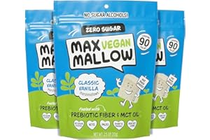 KNOW BRAINER Max Mallow Vegan Sugar Free Marshmallows - Keto-Friendly, Deliciously Fluffy Treats Perfect for S'mores, Hot Chocolate, and Baking with Zero Sugar, Marshmellows Marshmallows smores Zero Sugar 3 pack