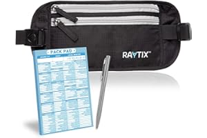 Raytix Money Belt For Travel – RFID Blocking Waist Pouch Passport Holder Wallet Belt – Waterproof Hidden Travel Fanny Pack For Men & Women – Secure, Lightweight, Adjustable Strap – Black