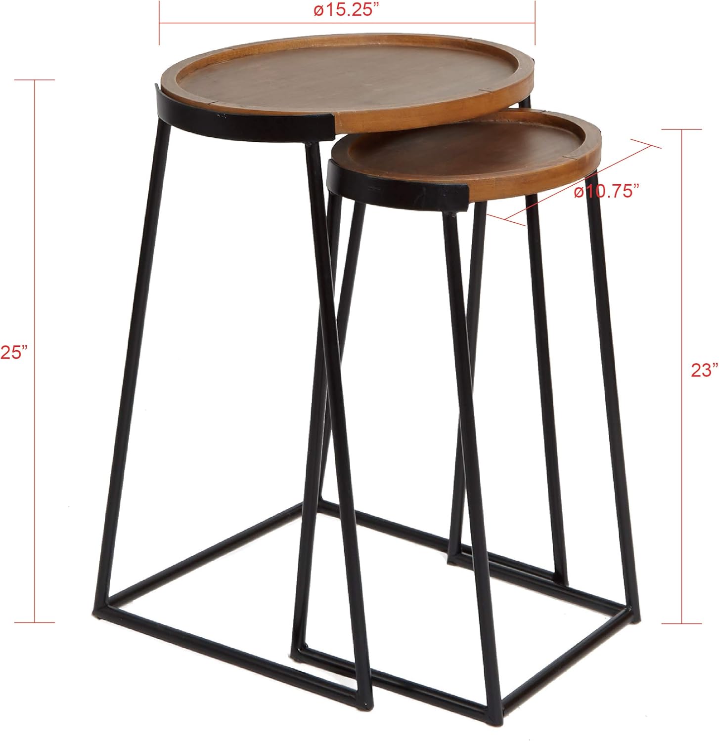 Silverwood Nesting Side Table, Black Metal and Dark Wood: Kitchen & Dining