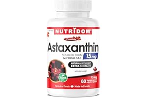 Nutridom Astaxanthin 15mg | Source of Antioxidant | Sourced from Microalgae | Vegan, Non-GMO, Allergen-Free | Astaxanthin Sup
