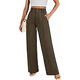FUNYYZO Wide Casual Pants Women's High Elastic Waisted Business Work Trousers Long Straight Suit Pants