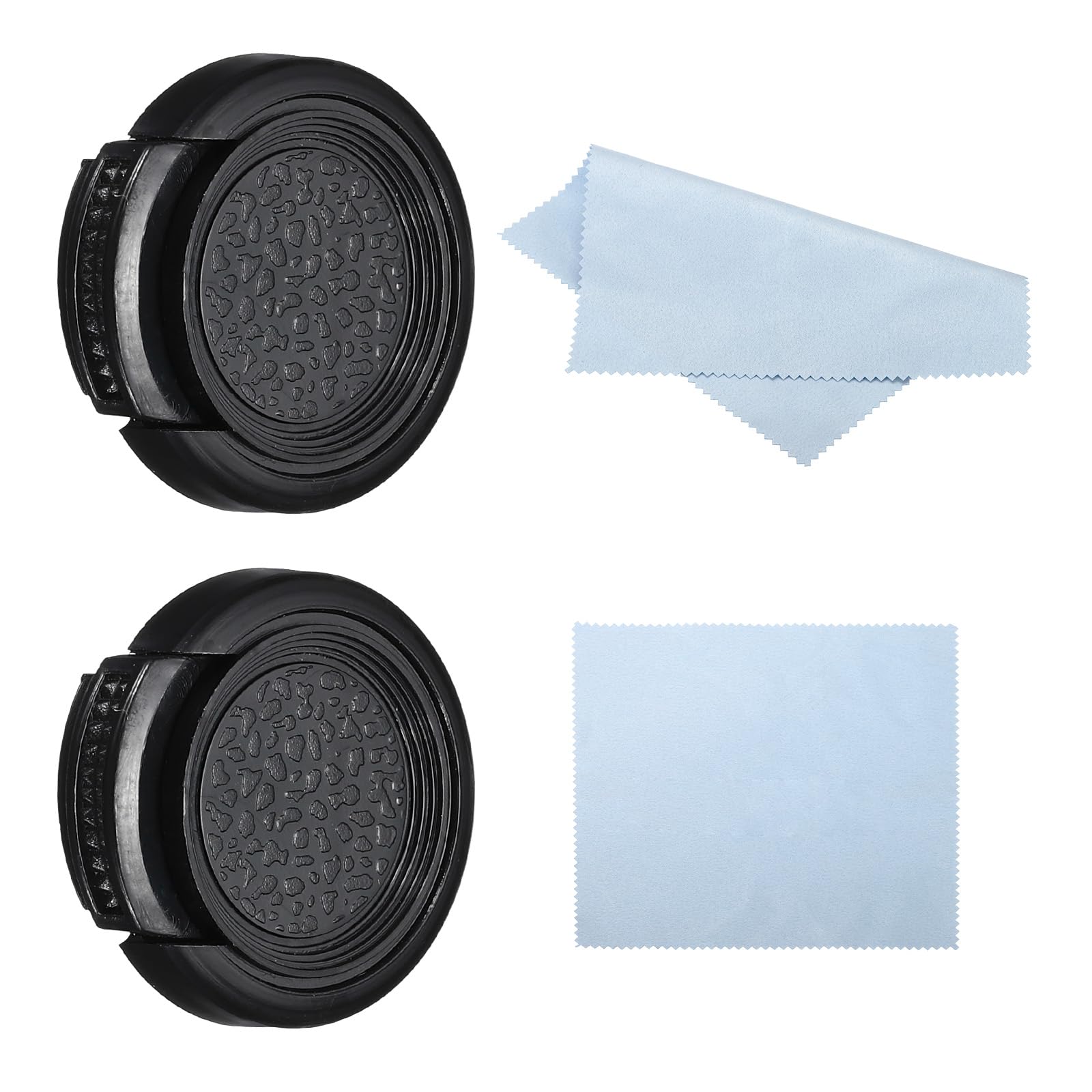 PATIKIL 25mm Lens Cap, 2 Pack Sides Pinch Snap Camera Lens Cover for Front Lens with Cloth, Suitable for 25mm Thread Universal DSLR Lenses, Black for Nikon, for Fujifilm, for Pentax