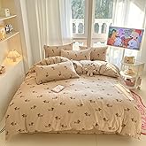LIWHENHAO Dachshund Duvet Cover Set Queen 100% Cotton Bedding Cartoon Red Cute Dog Puppy on Brown 1 Kawaii Animal Pet Comforter Cover Full 2 Pillowcases for Kids Girls Boys Woman