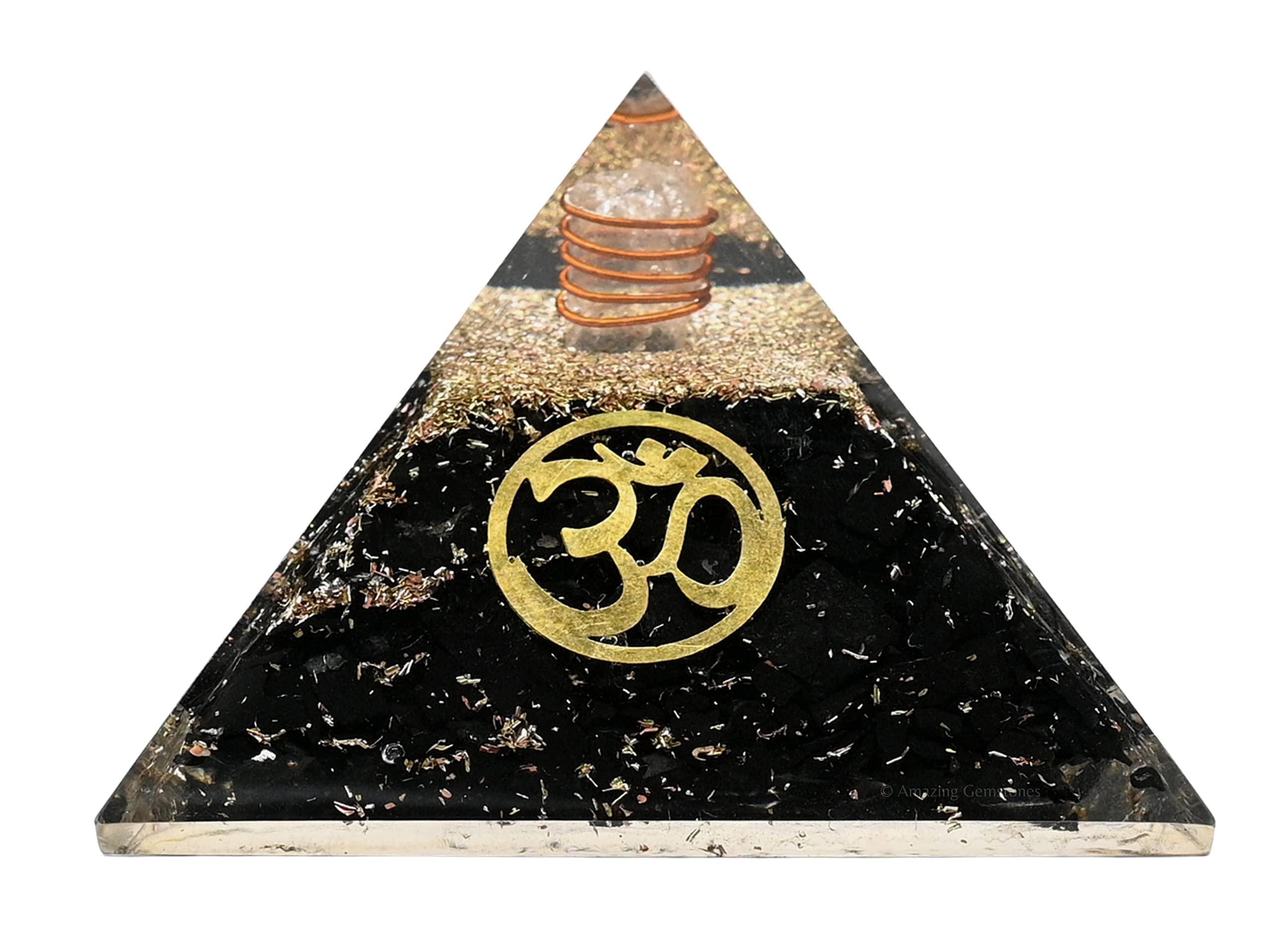 Large Orgone Pyramid | Shungite Pyramid Crystal | OM Orgonite Pyramid | Organ Pyramids Positive Energy Healing
