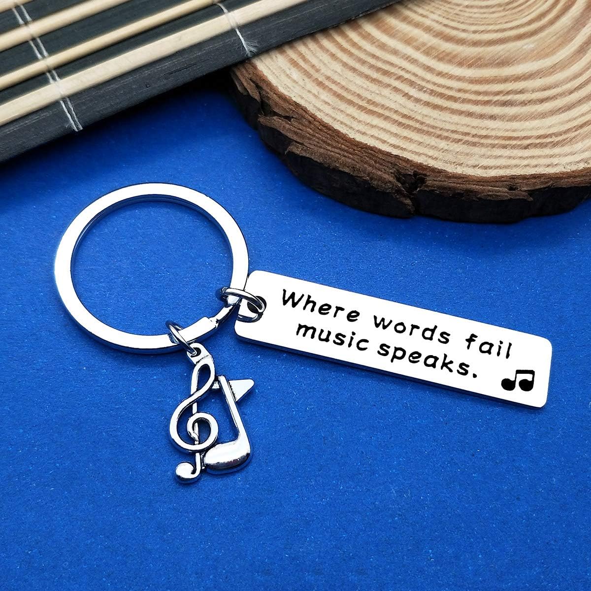Music Keyring Gift Where Words Fail Music Speaks Keyring Music Lover Gift Music Note Keychain Gift for Music Teacher Student Musicians Gifts Inspirational Gift Music Key Ring - Image 5