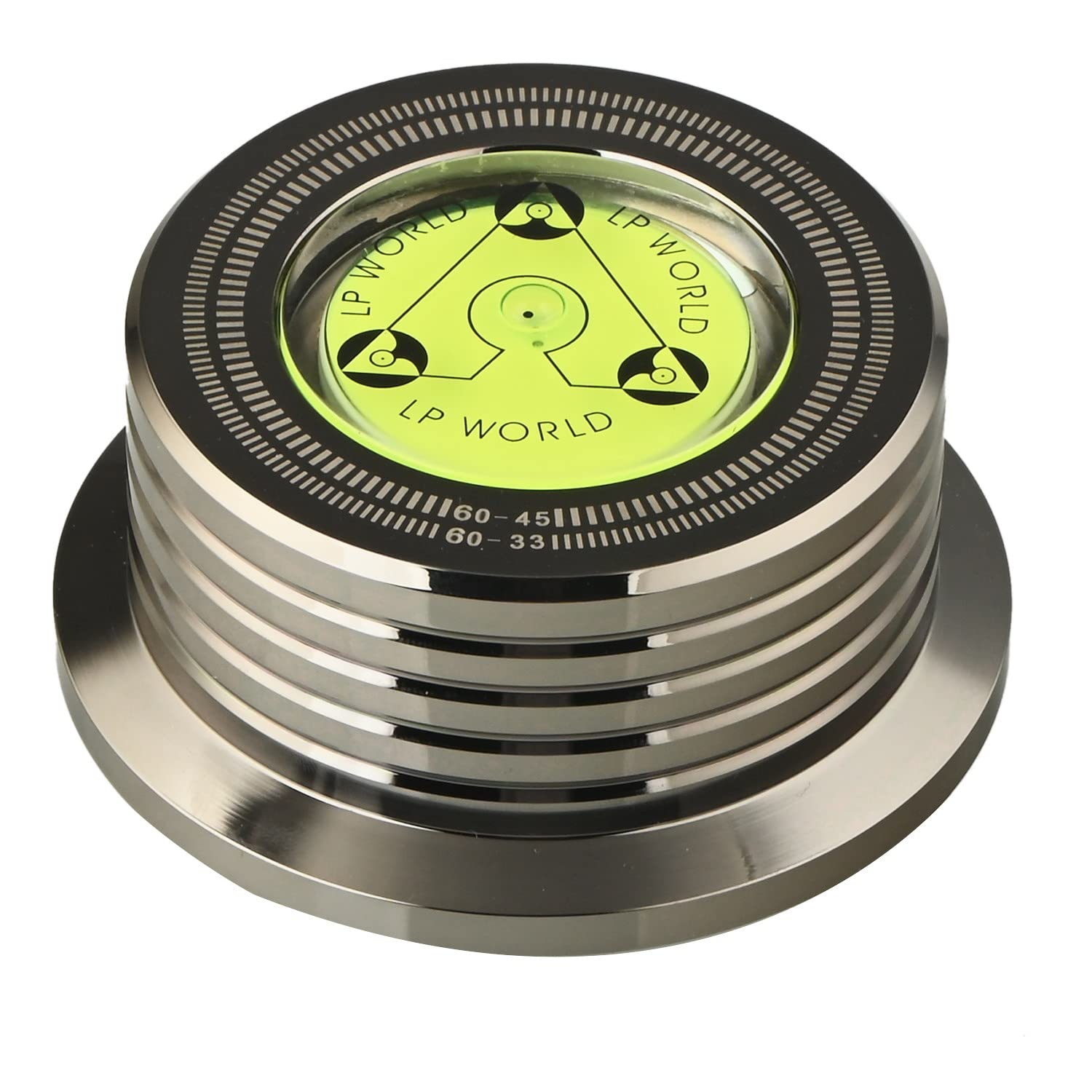 Srrrwunti Universal 60Hz LP Vinyl Record Player Disc Turntable Stabilizer with Level Aluminum Alloy Weight Clamp Bright Black