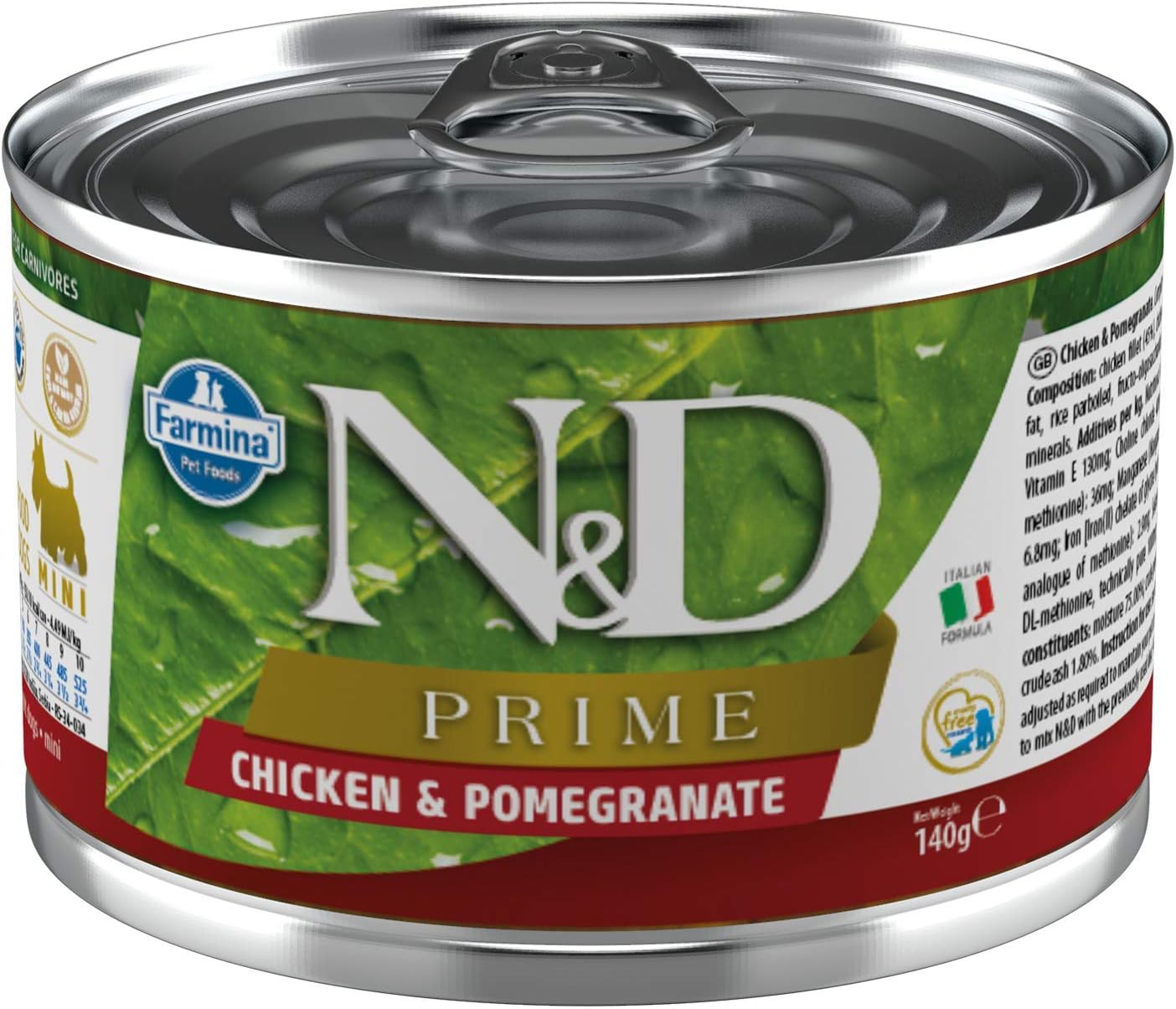 Farmina N&D Prime Chicken and Pomegranate Canned Food for Adult Mini-Breed Dogs 4.9 Ounces, case of 6