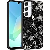 Vulfwela for Samsung Galaxy A16 5G 6.7'' Cute Cool Black Star Phone Case | Aesthetic Trendy Y2K Stars Silicone Matte Design Phone Cover Soft Frame TPU Protective Shockproof Funda for Women Girls