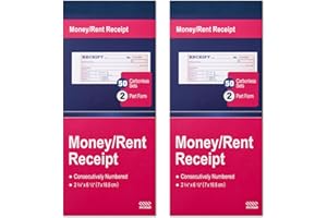 XKDOUS 2 Pack Money and Rent Receipt Book, 2-Part Carbonless, 2-3/4" x 6-1/2" Receipt Book for Small Business, 50 Sets per Book