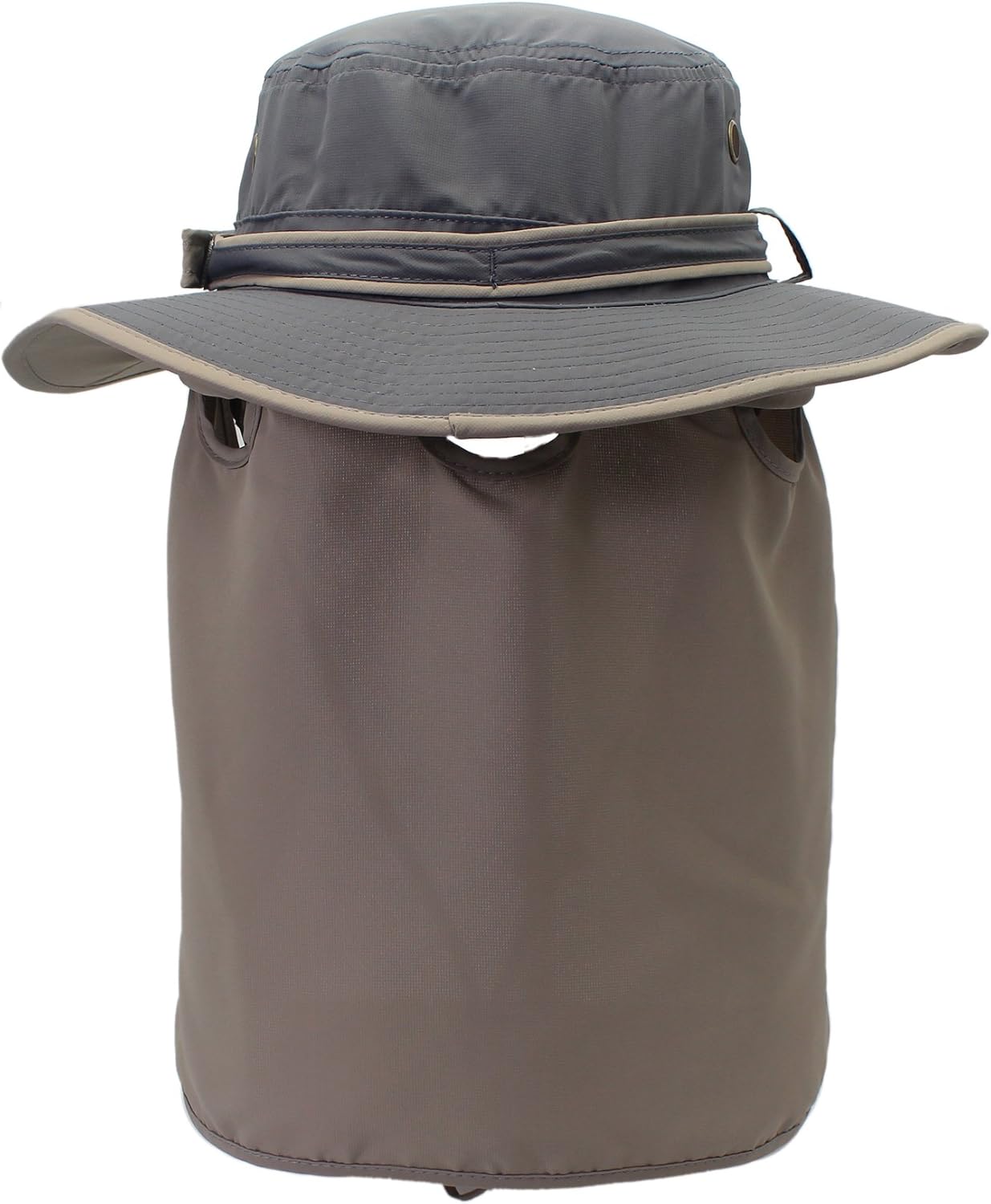 Home Prefer Unisex Quick Drying UV Protection Outdoor Sun Hat with Flap Neck Cover Foldable Fishing Cap Gray Brim: Clothing