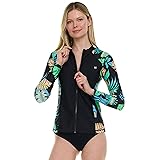Hurley Rash Guard for Women Full Zip, Zip Up Long
