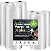 Vacuum Sealer Bags For Food: 6 Pack 3 Rolls 11" x 20' + 3 Rolls 8" x 20' - Commercial Grade BPA Free Bag Rolls - Durable Cut-to-Length Food Vac Bags for Sous Vide Cooking Puncture Prevention