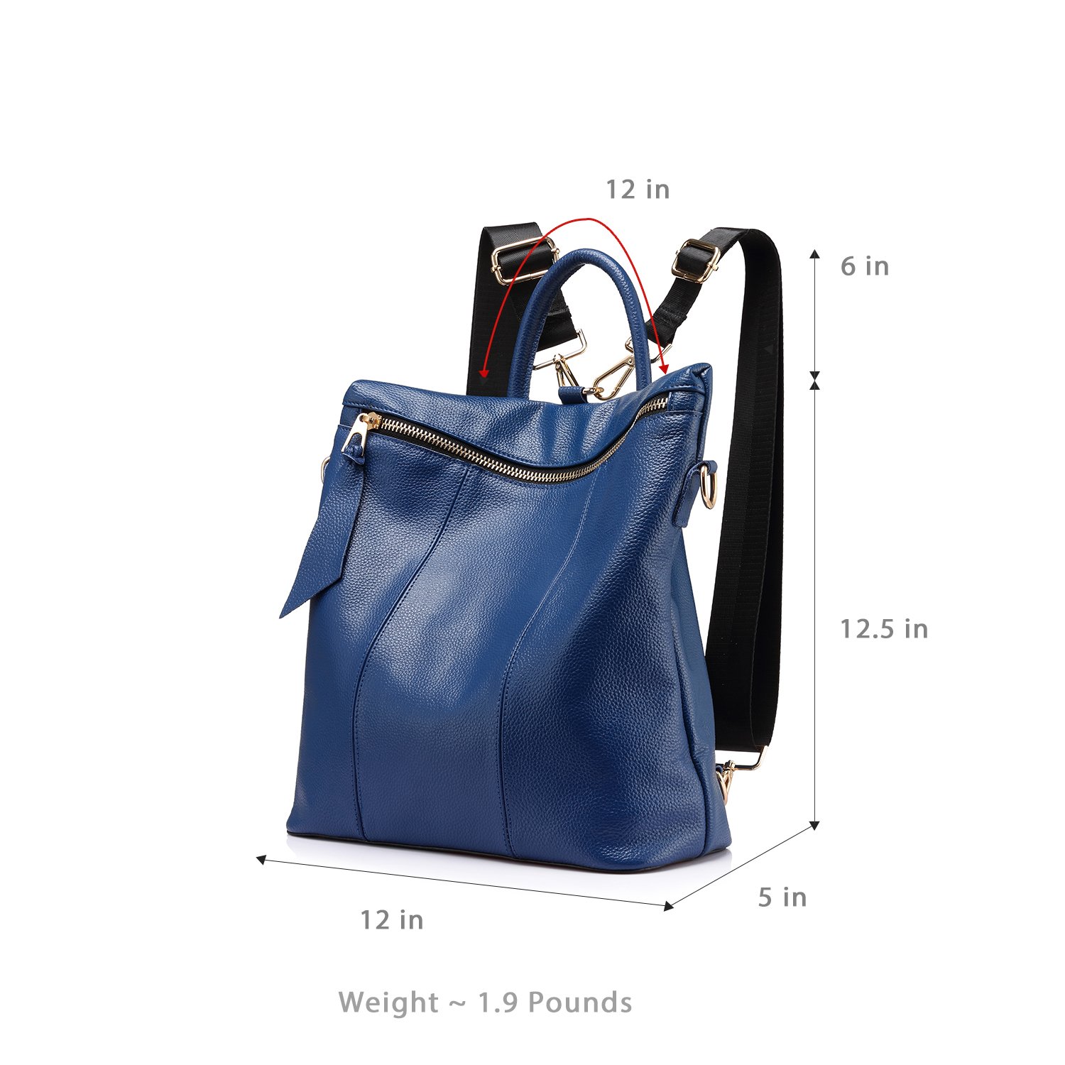 Sacs à Dos Femme en Cuir véritable Sac à Main Femmes Elégant Casual Cartable College Grande Mode Bleu