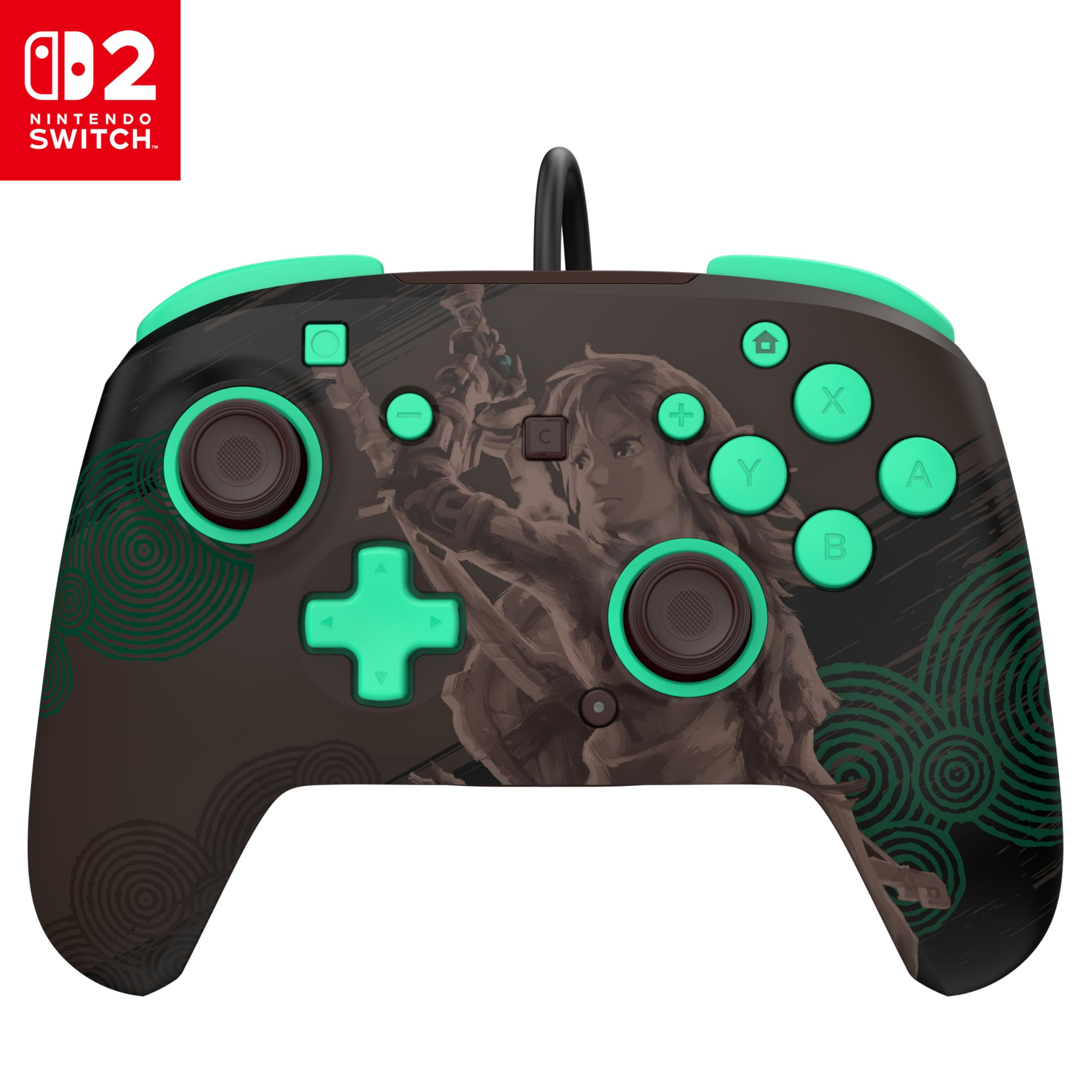 Turtle Beach Rematch Wired Gaming Controller: The Legend of Zelda - Officially Licensed for Nintendo Switch 2, Nintendo Switch, & Nintendo Switch - OLED Model, Glow-in-the-Dark, Hall-Effect