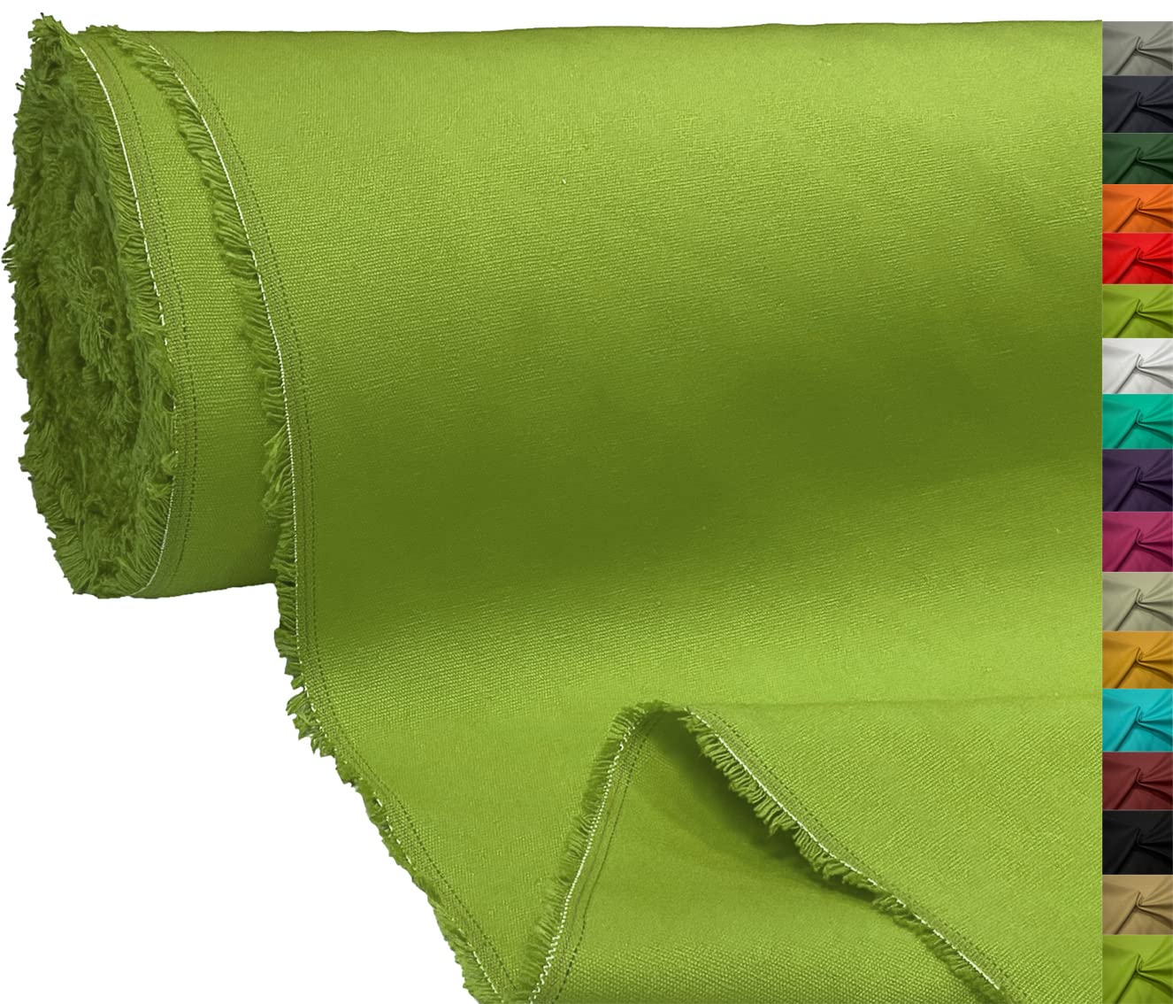A-Express 100% Cotton Canvas Fabric Material Dressmaking Cloth Curtain Bags 145cm 57" Wide 250GSM Sold Per Meter - Half Meter 50cm x 145cm Lime Green