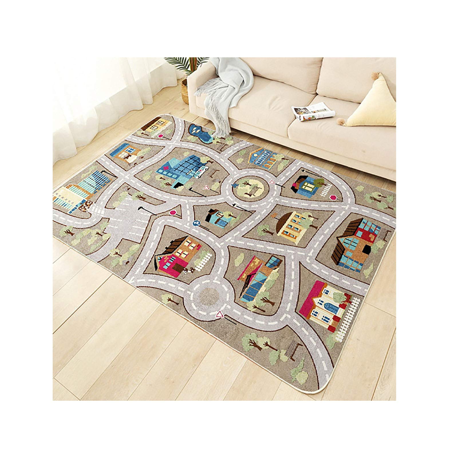 TYKTZXY Kid Rug Playmat for Toy Cars, Play Area Carpet with Rubber Backing, for Children Bedroom Play Room 80cm×160cm(2'7"×5'3")