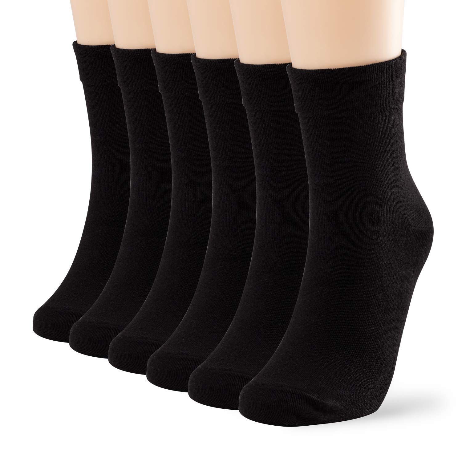 (ミュモイ)MIUMOY 靴下 履き口ゆったり カジュアルソックス(6足セット) 無地 綿 Mサイズ 黒