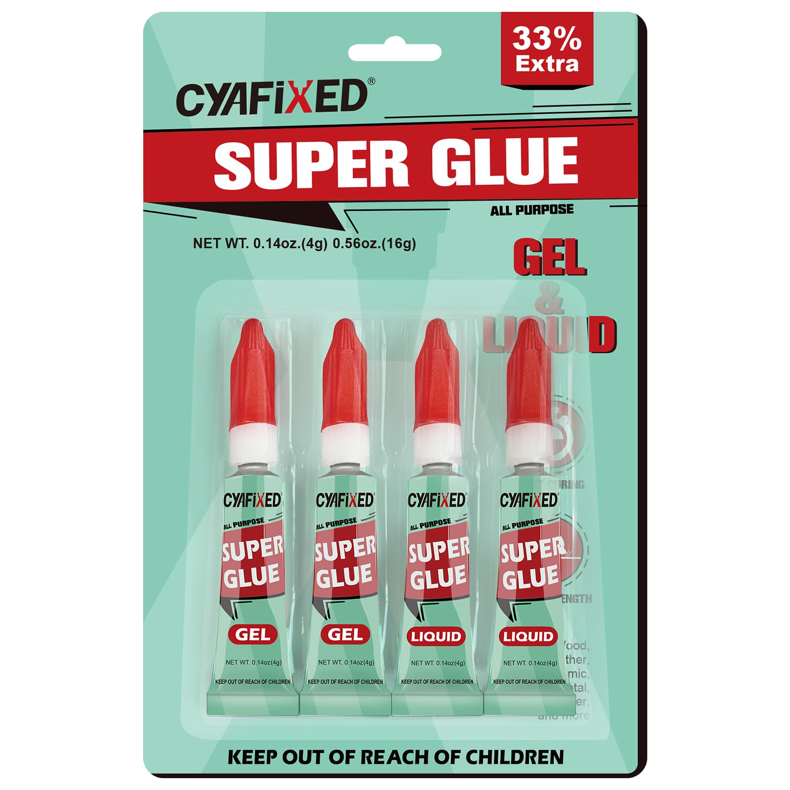 Photo 1 of Super Glue Gel & Liquid, Clear Ca Glue Multipack All Purpose Repair Ceramic Plastic Glass Metal Pottery, Single Use Strong Cyanoacrylate Adhesive for Bonding Wood Shoes Crafts Model Aquarium Instant PACKAGING MAY VARY
