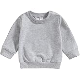 Tsseiatte Toddler Baby Boy Girl Long Sleeve Crewneck Pullover Sweatshirt Sweater Outfits Solid Color Casual Clothes