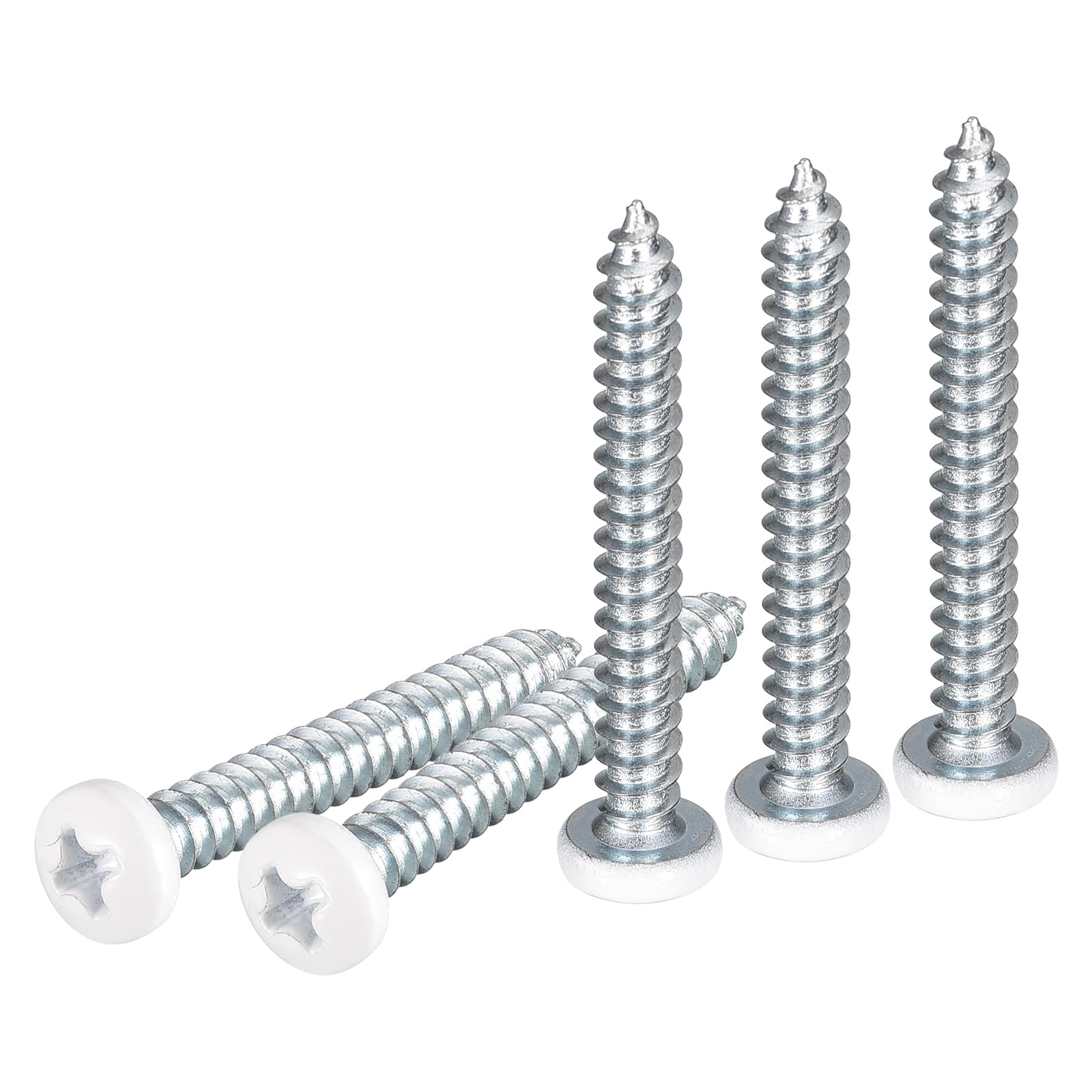 DTGN #10x1-1/4" White Screws 100Pack - Zinc Plated Carbon Steel Pan Head Phillips Sheet Metal Screw Self-tapping Screw Wood Screws