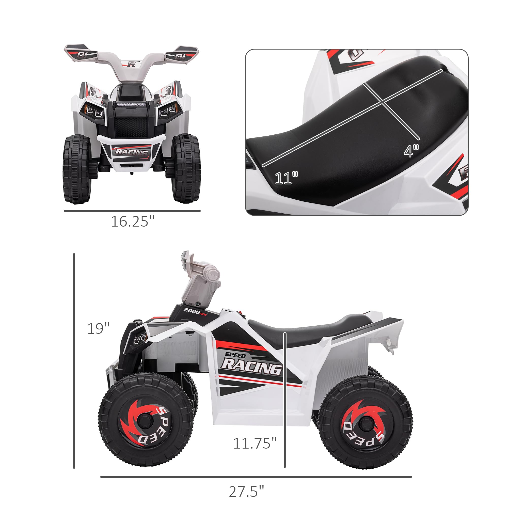 Aosom Kids ATV Quad Car