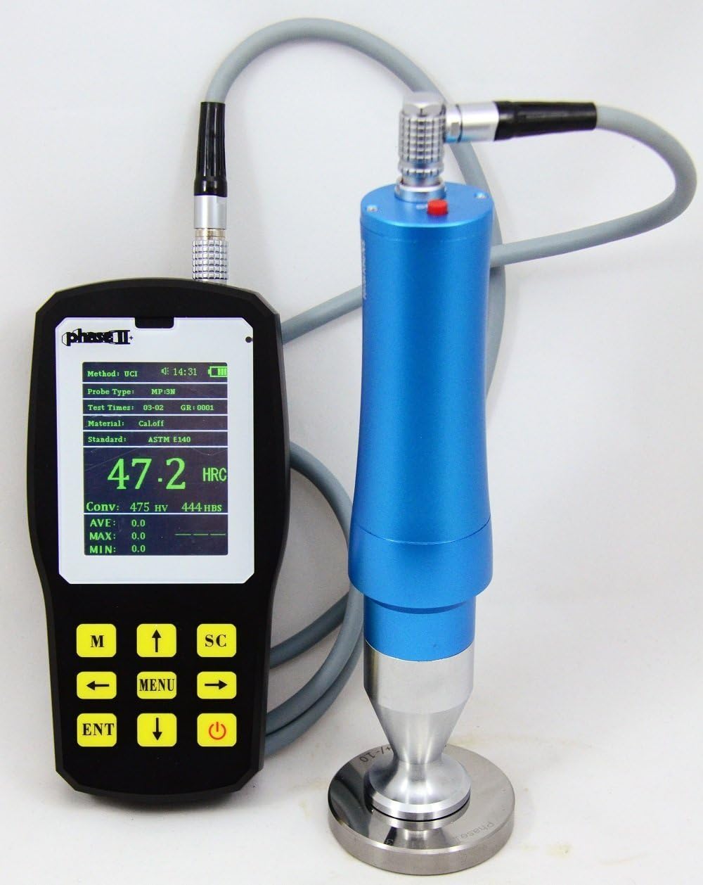 Phase II+ PHT-6080 Ultrasonic Portable Hardness Tester w/.80kg Probe(motorized) Best for smooth bearing type surfaces.