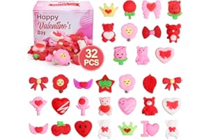 FAUKAIT Squishies,Valentines Day Mochi Squishy Toys 32 Pack 2025 New Kawaii Squishys Slow Rising,Valentines Day Gifts Prizes Party,Goodie Bag,Mini Squishies Stress Reliever Toy