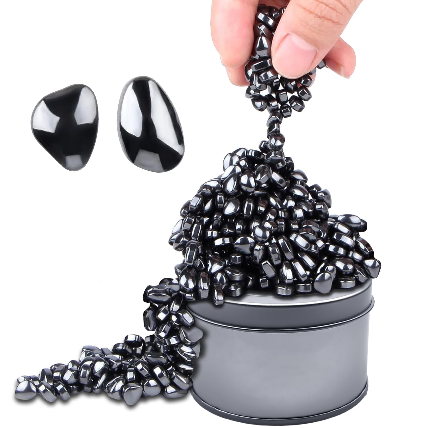 Ferrite Putty,Black Over 500 Weak Magnetic Ferrite Stones, Satisfying Magnet Rocks Desk Toys for Office and Fidget Toys for Adults (Black)
