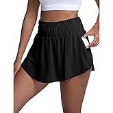 LUCKYCATCUS Women's High Waisted Athletic Shorts Flowy Ruffle Skirt Front Workout Tennis Running Shorts for Women Zip Pocket