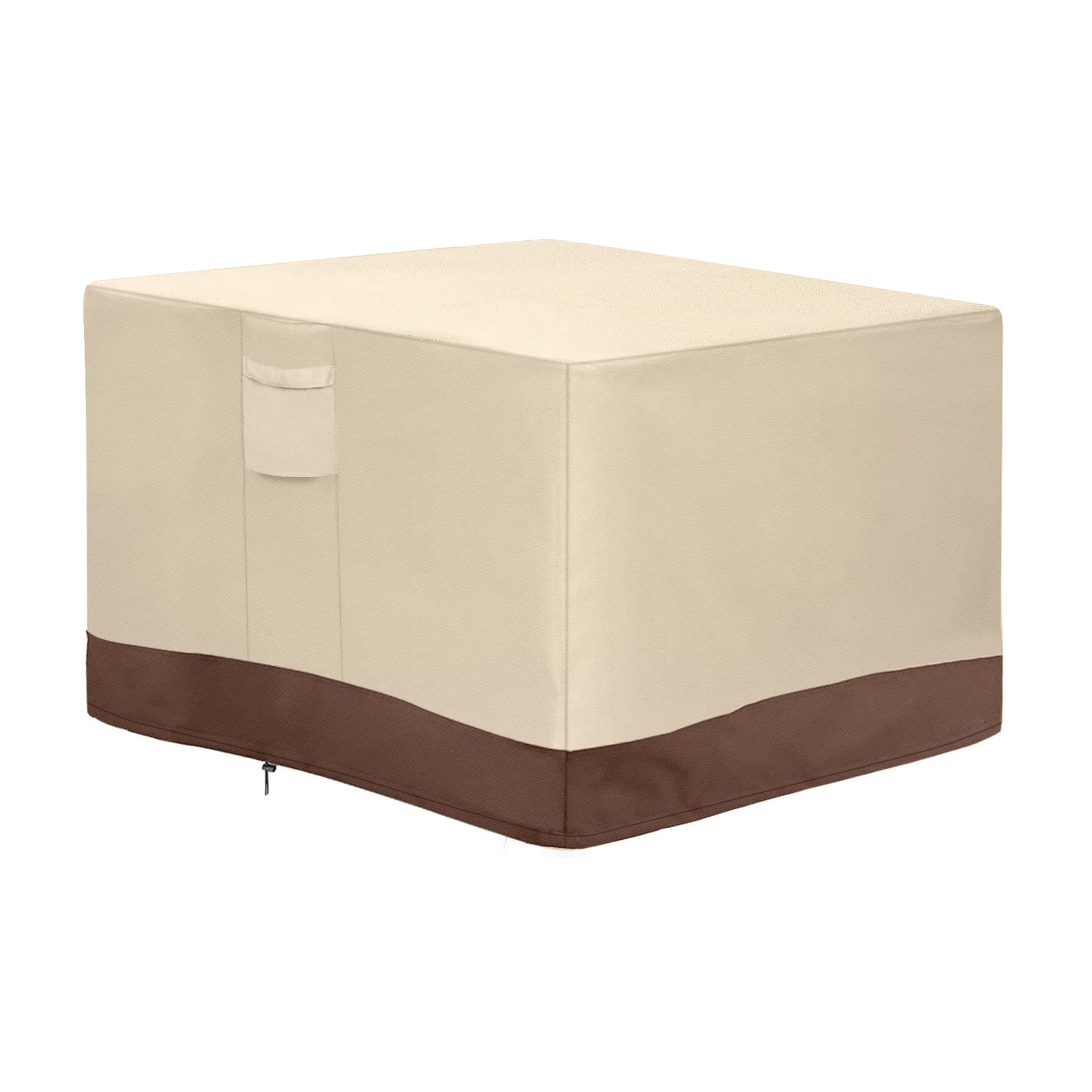 Vailge Fire Pit Cover Square,100% Waterproof Square Gas Firepit Table Cover,Outdoor Heavy Duty Lawn Patio Furniture Covers with Air Vent and Handle,44"L x 44"W x 24"H,Beige & Brown Image