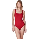 Gottex Square Neck Textured One Piece Swimwear - Front &amp; Back Lining, Built-in Soft Cups, Tummy Control, Textured Fabric