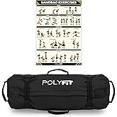Polyfit Classic Sandbag - Workout Sandbag with 8 Gripping Handles | For working out and weight training, 3 sizes with adjustable filler bags, 8 foam handles, sand not included