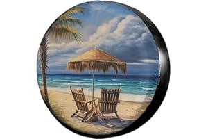 Foruidea Beautiful Beach Palm Trees Spare Tire Cover Dust-Proof Wheel Tire Cover Fit Trailer, RV, SUV and Many Vehicle 17 Inch