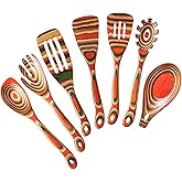 NAYAHOSE 7Pcs Pakkawood Kitchen Utensils Set for Cooking, Wooden Spoons for Cooking, Safe Eco-Friendly, Non-Stick, Wooden Utensil for Cooking,Wooden Cookware Set, Housewarming Kitchen Gifts, Colorful