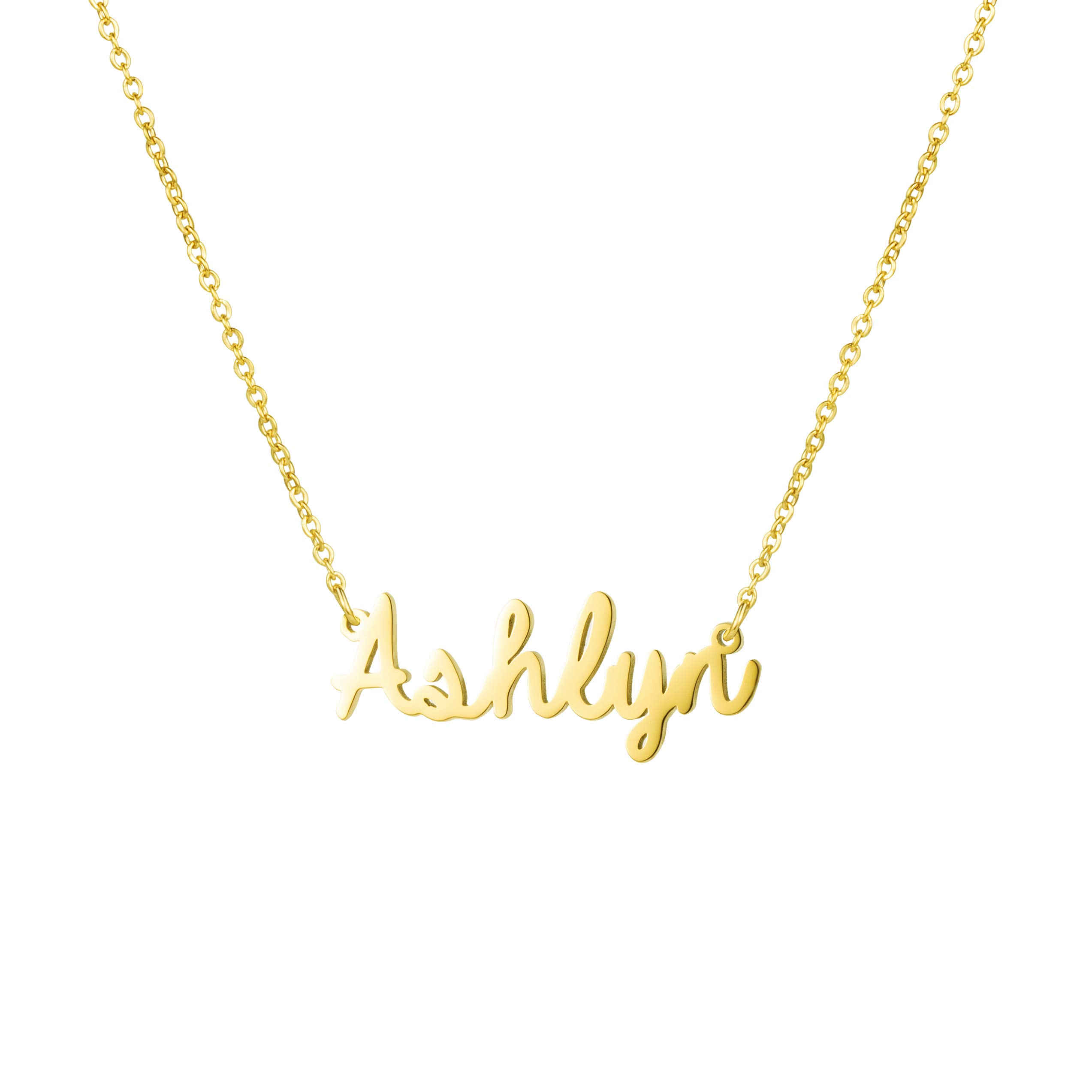 Awegift Personalized Name Necklace 18K Gold Plated New Mom Bridesmaid Gift Jewelry for Women, Metal