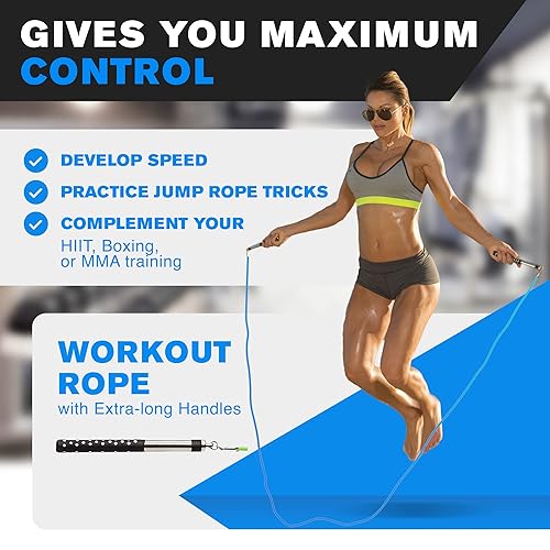 DYNAPRO Freestyle Jump Rope, Speed Rope with Long Aluminum Handles, Easy  to Adjust Jump Ropes for Fitness, F