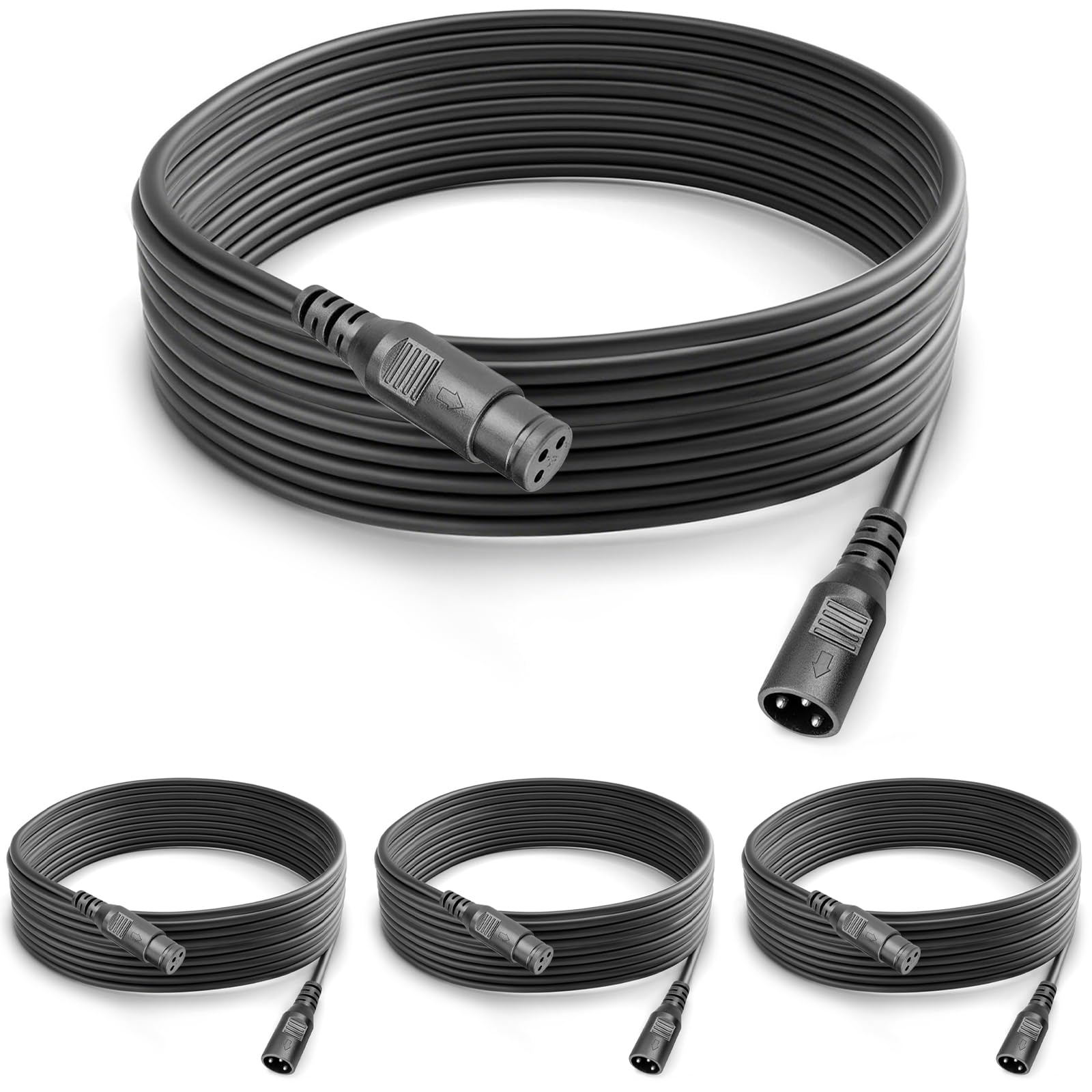 wecan Dmx Cable 4 Packs XLR Cables 5m Male Female Dmx Cables, 3 Pin XLR Connector Dmx XLR Lighting Cable for Stage Lights LED Par Light Moving Head Light Dmx Signal Connection