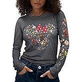Flafens Long Sleeve T Shirts for Women - Crewneck Womens Graphic Tees Cotton Cute Cool Tshirts Teens Girls Girly