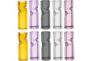 AOMI Reusable Glass Rolling Tips for Cigarette Filter, Ø10mm Diameter 35mm Length Round Mouth Tips for Rolling Paper, 5 Colors 10 Pieces Easy to Clean
